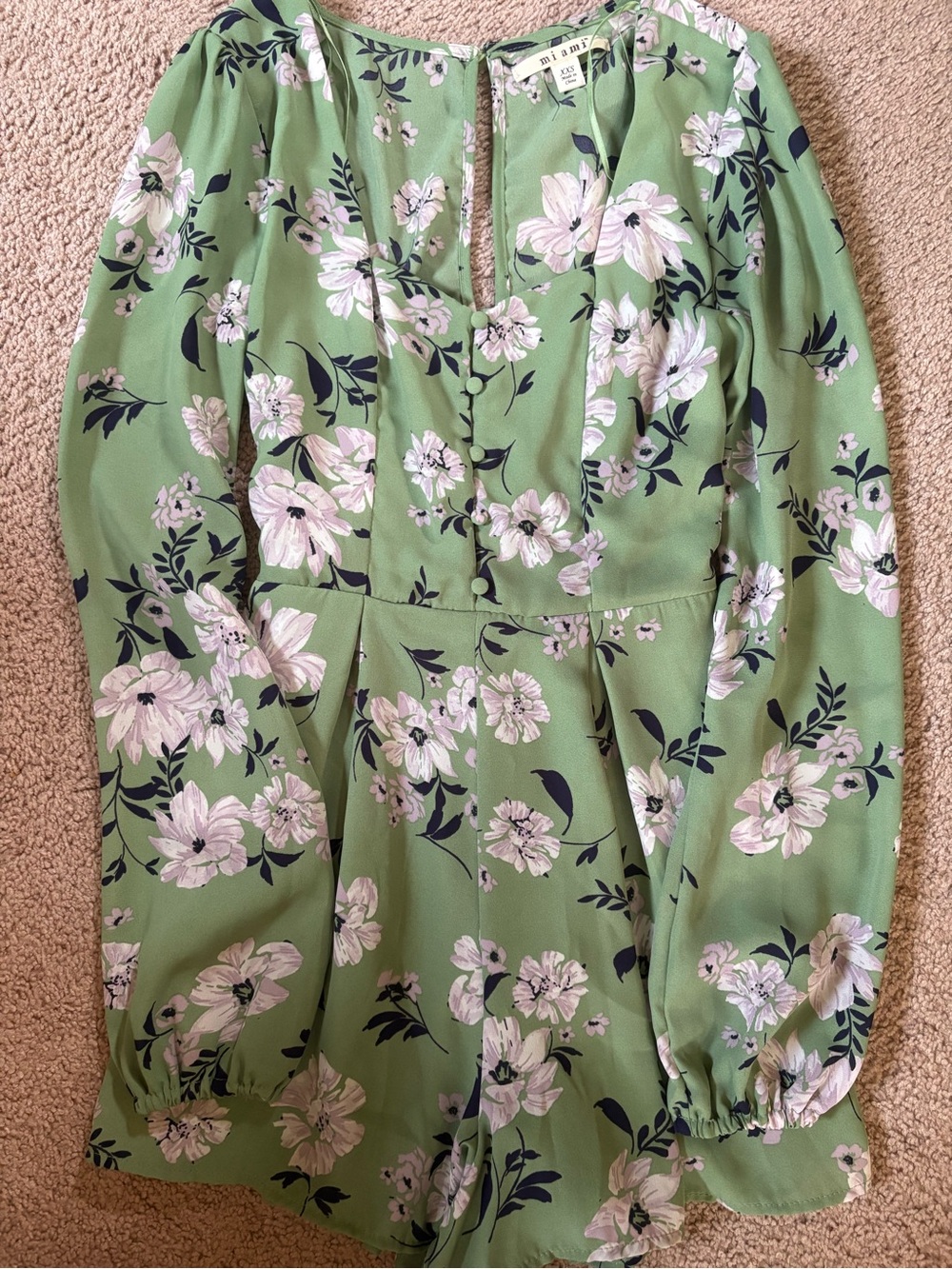 miami Green Floral Long-Sleeve Romper